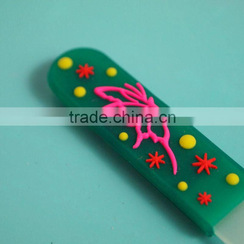 BLC-003 14cm Soft rubber handle with pvc bag clear glass nail file