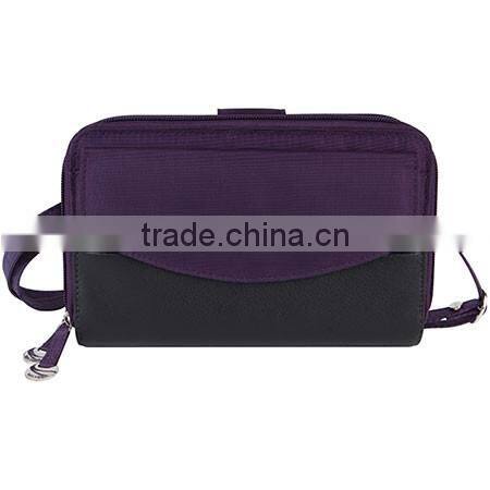 RFID block Double Zip Clutch Wallet