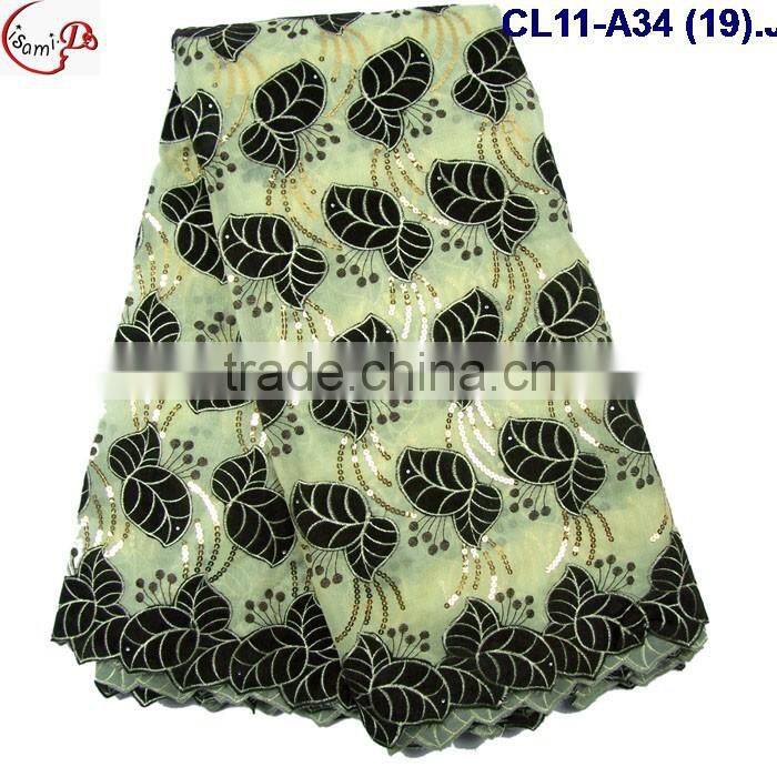 CL11-A34 (17) New arrival and good quality Organza lace fabric with big suquins for dress and clothes