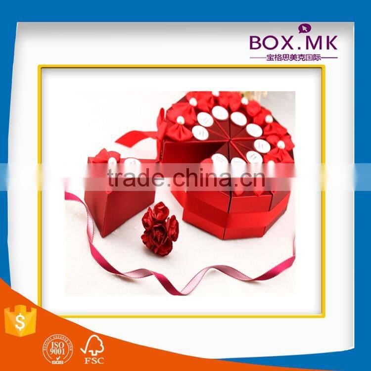 2016 Custom Fashion Design High Quality Newest Pink Paper Wedding Favor Box