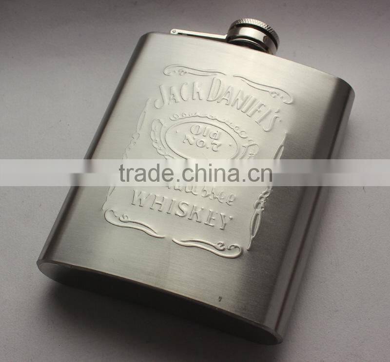 6oz embossed mini flask set with funnel and cups gift box packing hip flask set 18-8 stainless steel hip flask set Pb free