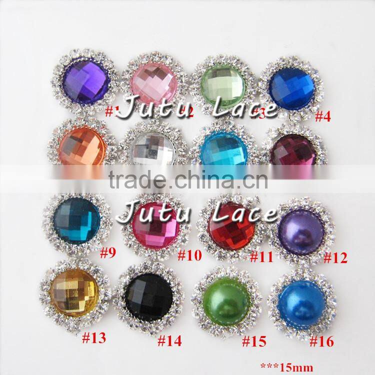 Shiny beaded pearl rhinestone - hair accessories chiffon flower decoration botton