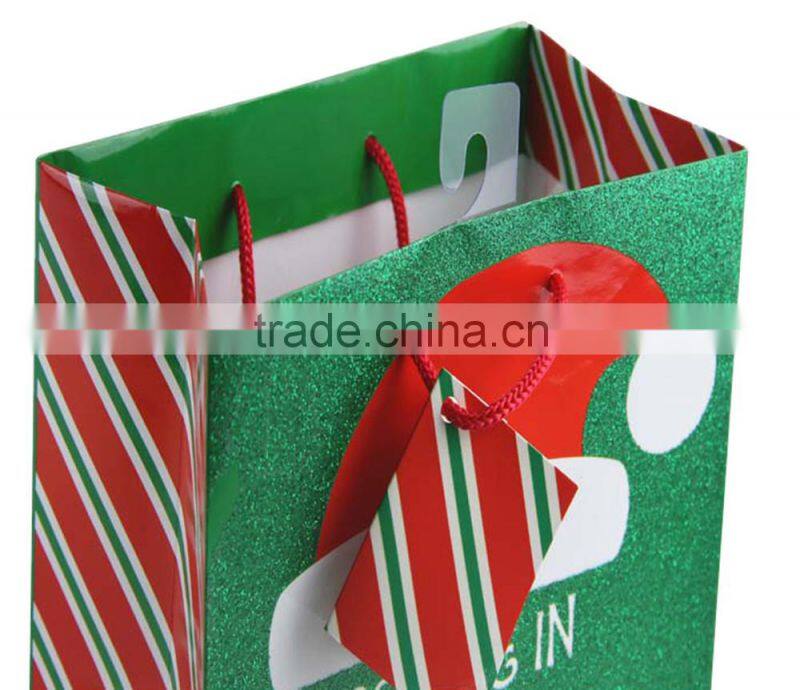 Wholesale handmade custom glitter christmas gift paper shopping bags