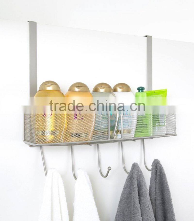Over-the-Door Basket with Hooks, Nickel and hot selling metal over the door hanging hooks