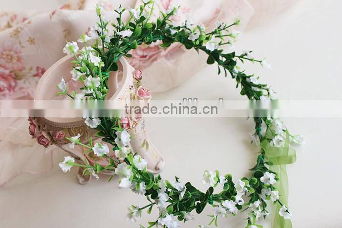 Artificial plum blossom Flower Bridal Hair Accessory Head Wreath Garland For Wedding Prom Party And Christmas Decoration