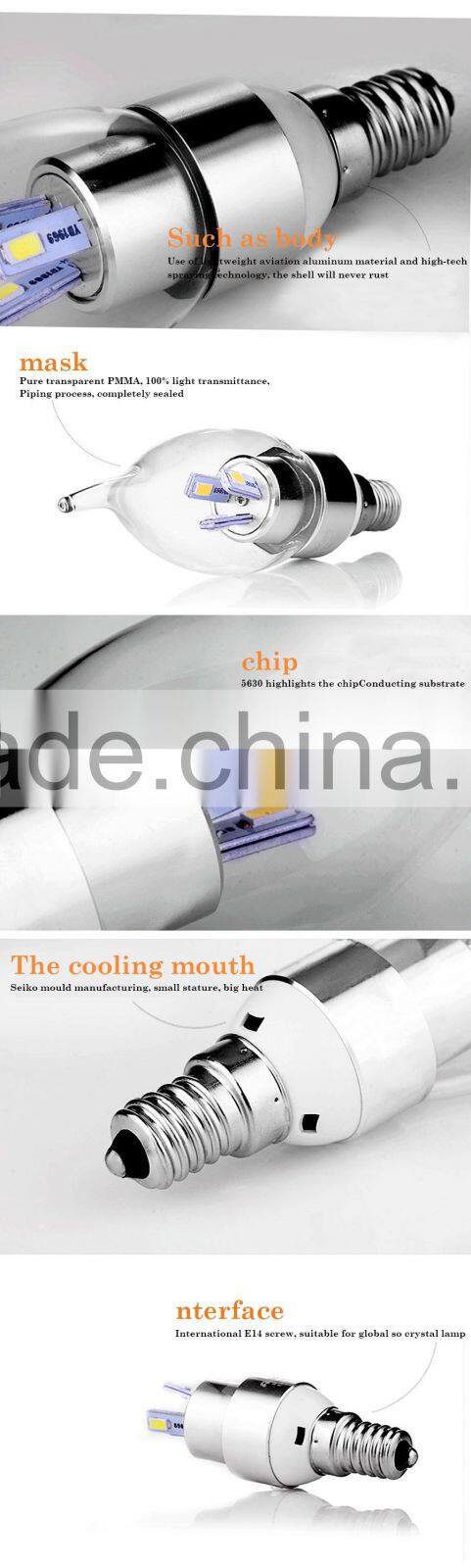 LED candle light for home use bulb light candle type E14 base