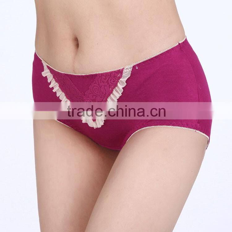 Women Panties V-Lace Modal Underwear High Waist