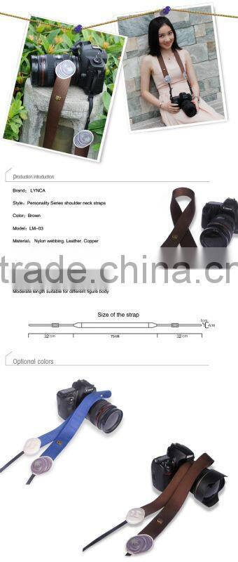 Factory supply LYNCA LM series fashion colorful camera shoulder strap with lens coffea pattern