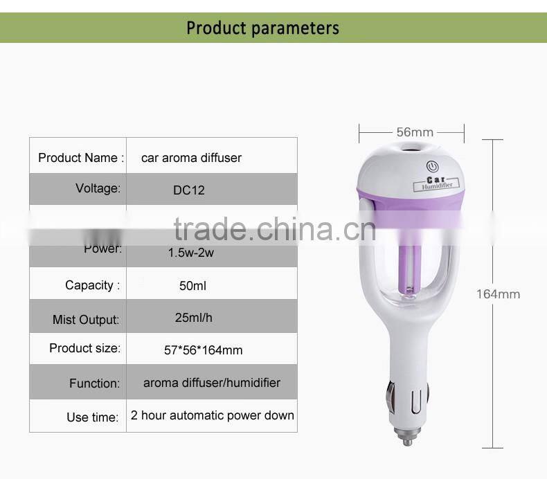Mini Car Steam & Aromatherapy Humidifier DC 12V Air Purifier Aroma Diffuser Essential Oil Diffuser Aromatherapy Mist Maker
