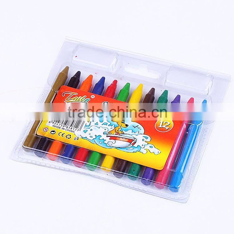 Promotional 24 finger colour plastic crayons for kids non toxic in blister ,artist professional drawing wax crayon manufacturer
