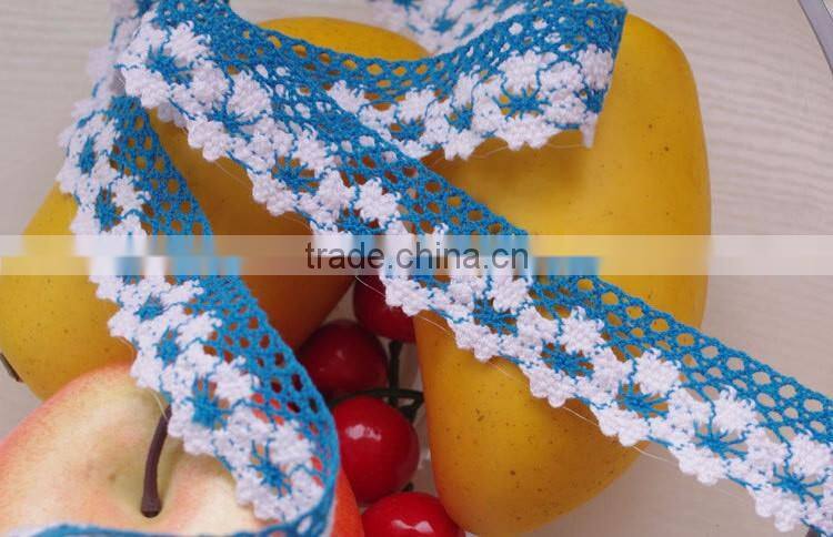 2016 blue african guipure Cotton ribbon trim crochet accessories lace c250104