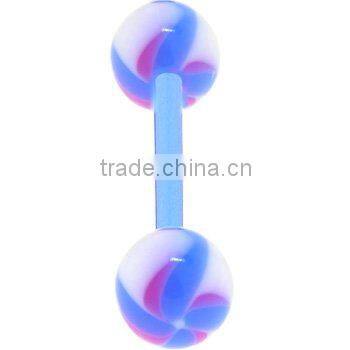 Flexible acrylic heart tongue ring body piercing jewelry