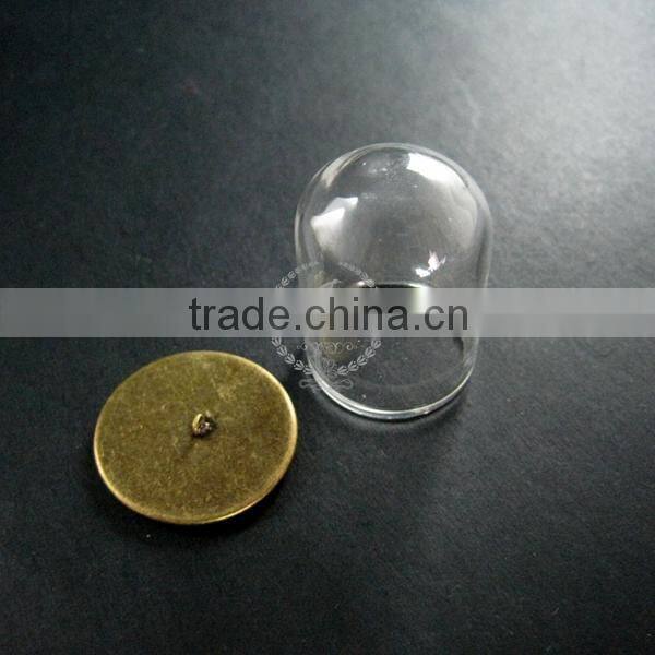 25x35mm vintage brass cover glass tube dome pendant charm DIY supplies findings 1810241