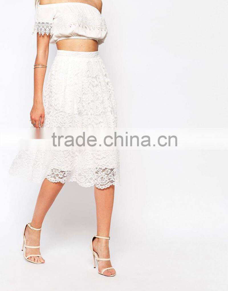 Premium long Lace skirt Full Midi length white lace Skirt
