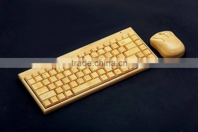 Environmental Handmade 2.4Ghz Wireless Bamboo Keyboard and Mouse Set
