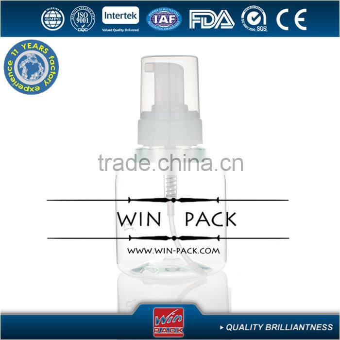 130ml 270ml 400ml 620ml 700ml clear round shape foam pump bottle with green pump and clear cap, foam pump bottle manufacturer