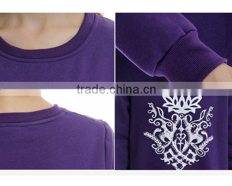 Girls' Leisure Purple Fleece Sweater with white logo printed