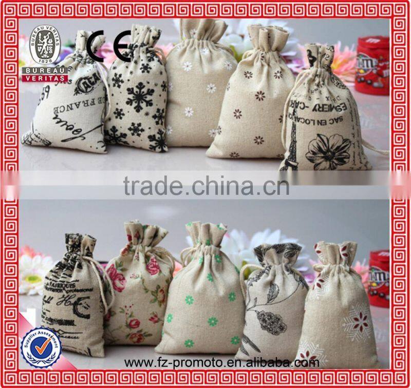 Drawstring Linen Bag 9x12cm Straw Color Drawable Wedding Gift Packaging Christmas Bag