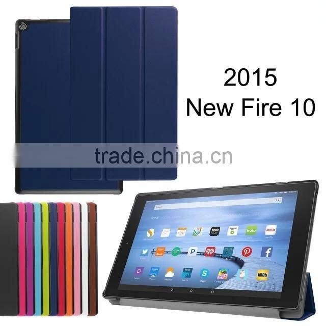 Quality Karst Texture Leather for NEW KINDLE FIRE 2015 10' Leather Case foldable smart case Business Protective case PC+ PU