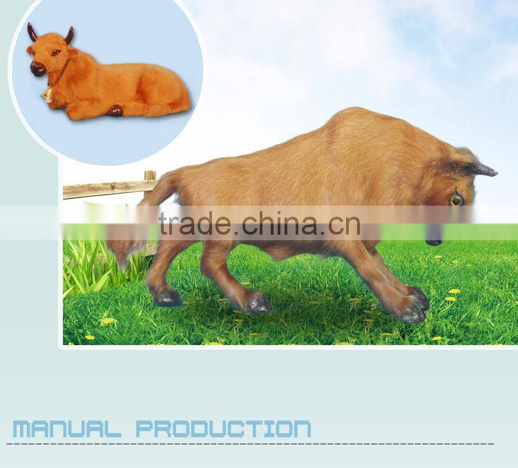 Unique Gift Realistic Farm Animal Fur Covered Plastic Cow Figurine