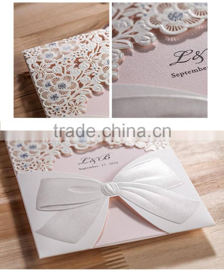 Hot sale white laser cut wedding invitation card