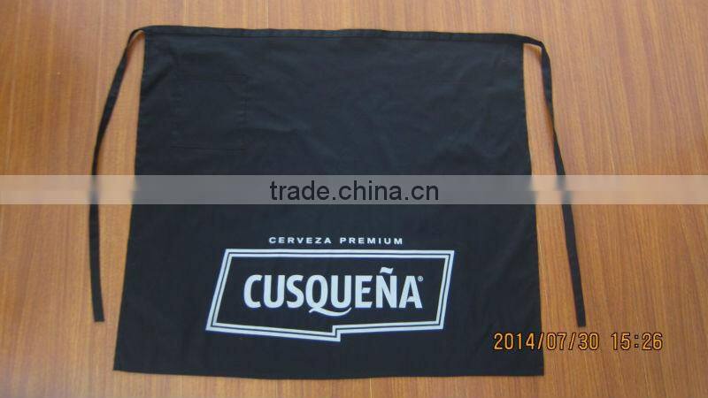 Black Waist / Bar Half Apron With Pocket /waist apron with big logo