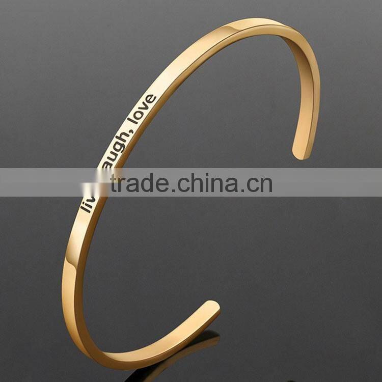 Message FOLLOW YOUR HEART Bracelet Stainless Steel Metal Bracelet Custom Inspirational Engraved Jewelry