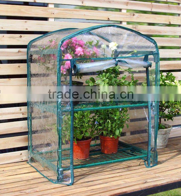 PVC cover with zipper design door and tube frame greenhouseHX51001A