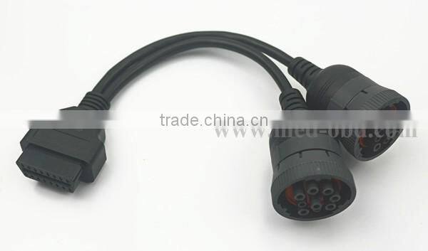Deutsch splitter Y cable 2pcs 9pin OBD2 16pin Female to 2pcs J1939 9pin Y cable