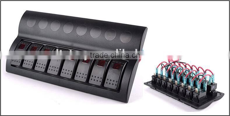 MARINE BOAT SPLASHPROOF SWITCH PANEL 8 GANG