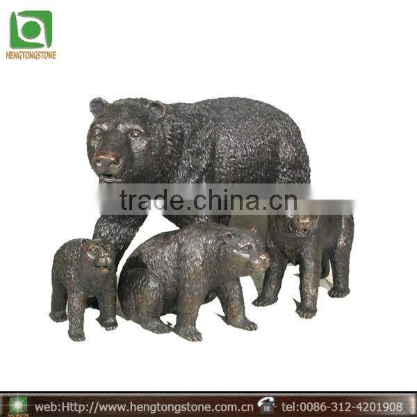 Brass Family Bear Statue