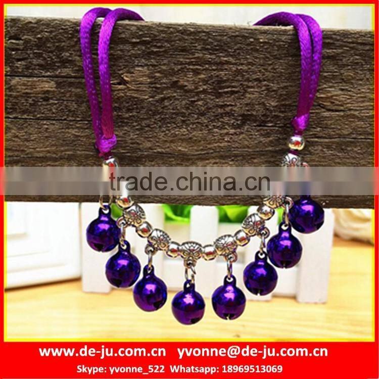 Black Rope Silver Bells Pearl Collar