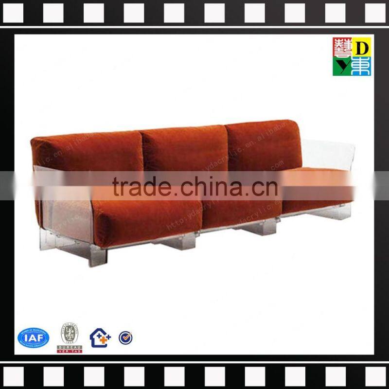 Clear acrylic sofa chair with cushion,PMMA sofa furniture set from china manufacturer