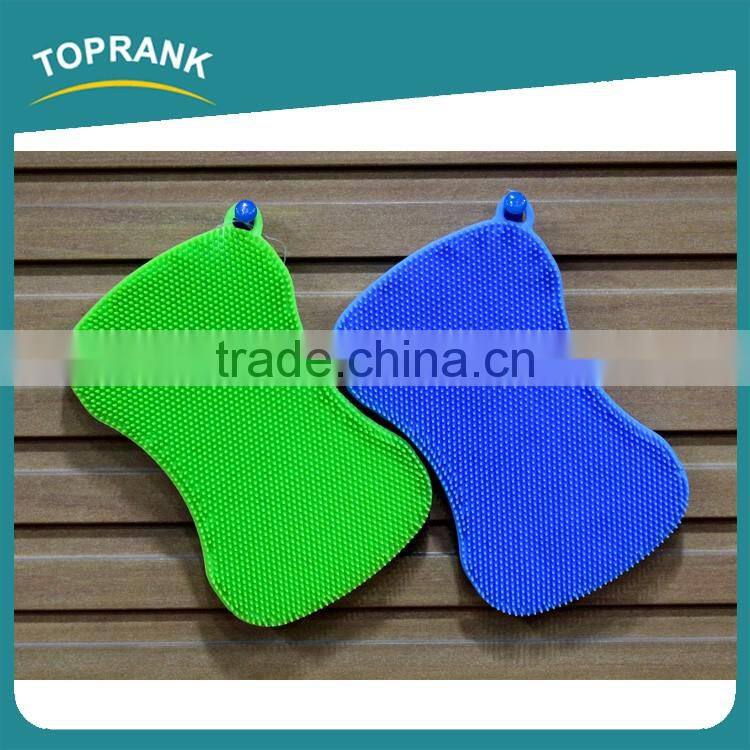 Toprank Hot Selling Heat Resistant Colourful Kitchen Cleaning Brush Pot Pan Dish Bowl Wash Scrubber Pad Silicone Dish Brush