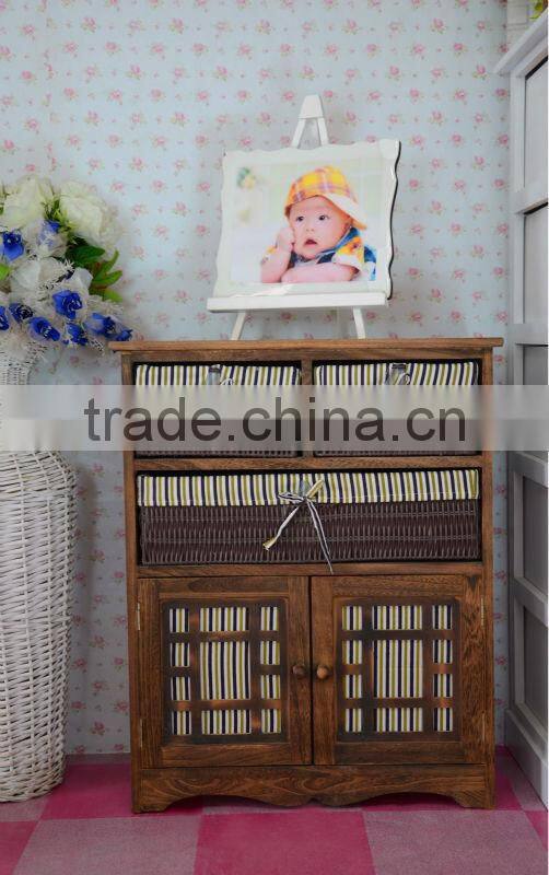 Antique Rustic Wooden Cabinet with Drawers&Door for Home Storage