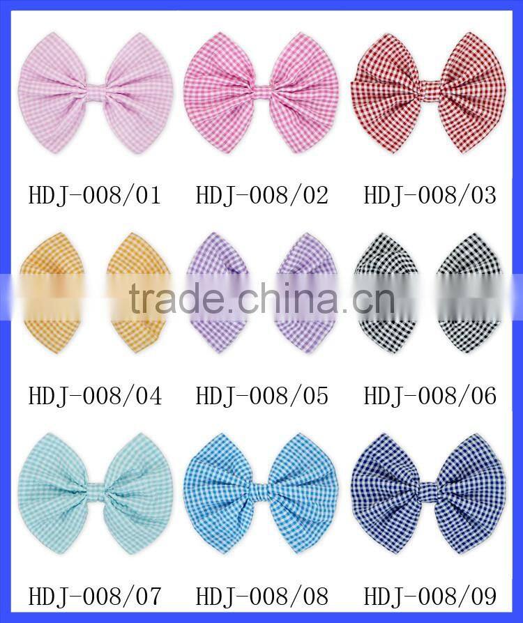 Seersucker hair bow Cute Baby Hairbands Hair Bow For Girls Sweet Handmade Boutique Solid Hair Accessories
