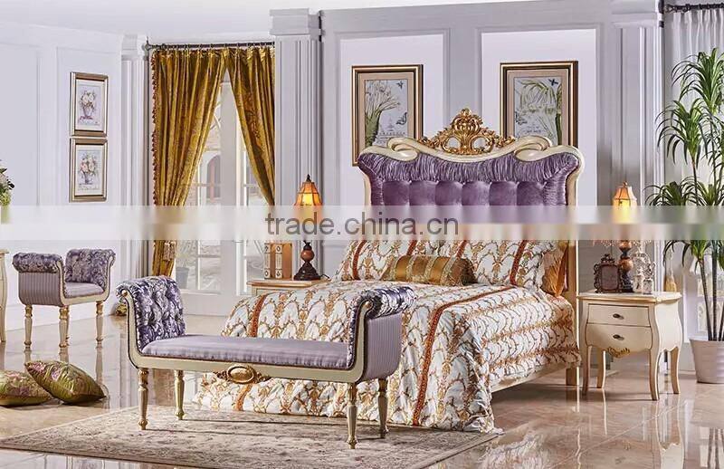 New Arrival Well Design Italian Style Snow White Carving Four Poster Bed BF12-04244b
