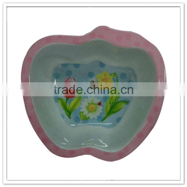 BPA free child safe kids apple fruit shaped bowls in melamine