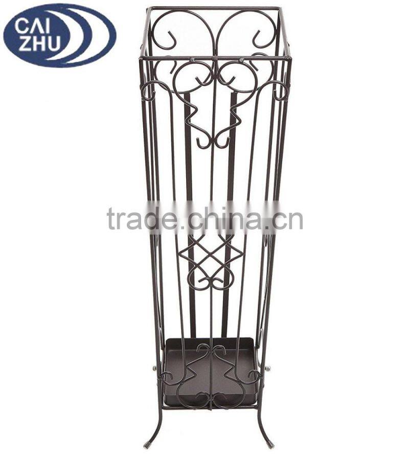 Brown Metal Scrollwork Design Entryway Umbrella Holder & Stand Drying Rack