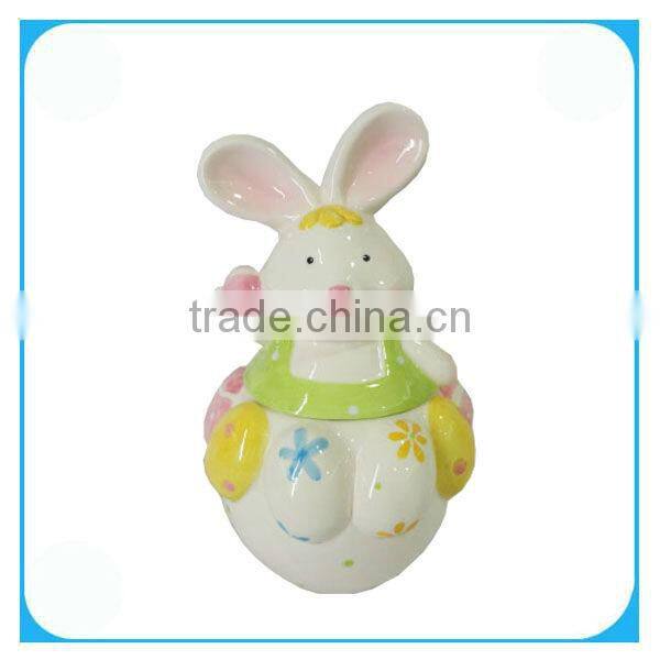 Ceramic Easter Rabbit And Radish WIth Egg Plate