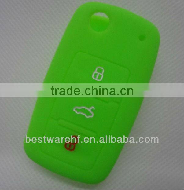 3 buttons Yellow Color silicone car key jackets for VW Polo Golf