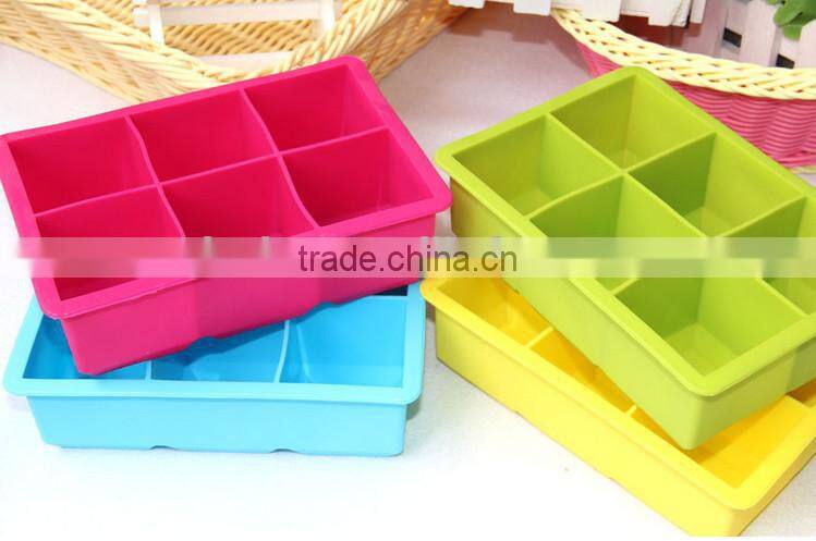 Summber Ice Cube tools 6 Cavity Silicone Square Ice Cube Tray