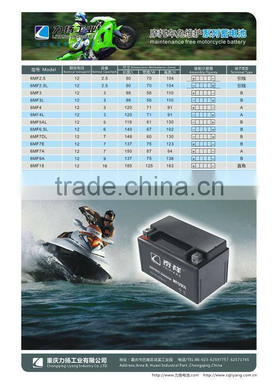 6MF9A-4 Motorcycle MF Battery Comes in Dry-charged Type 6MF-9A-4