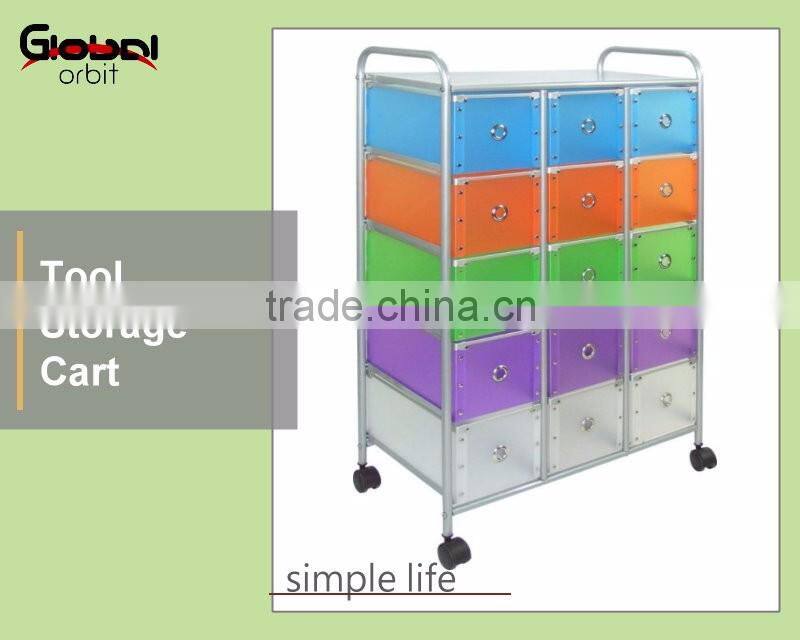 Chrome Plating 3-Tier Storage Container Organizer Trolley With Locking Wheels