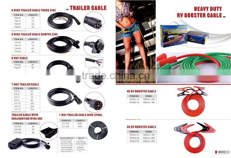 S10341 10' Trailer Truck Light Plug Wire Harness 7 Way RV Cord Connector Plug Camper