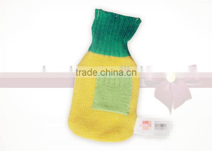 BS natural rubber hot water bottle yellow knitted cover