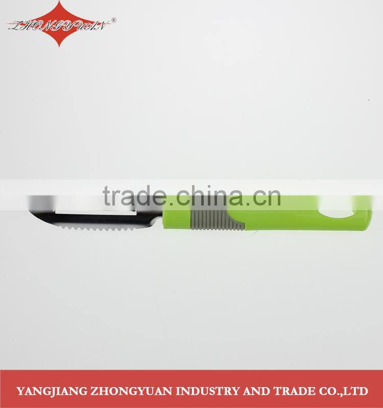 2014 hot selling Stainless steel serrated blade vegetable peeler with soft grip