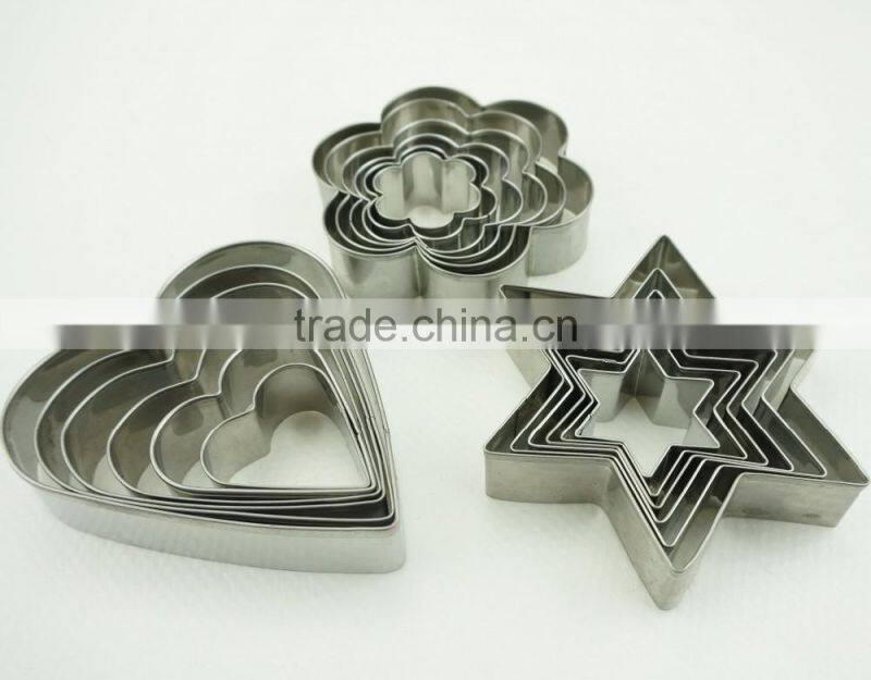47033 18 pcs star heart flower Shape Cake cookie cutter ,fondant cake decorating tools