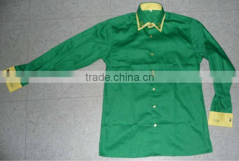 Offier Men's 100% cotton twill casual long sleeve shirt with embroidery