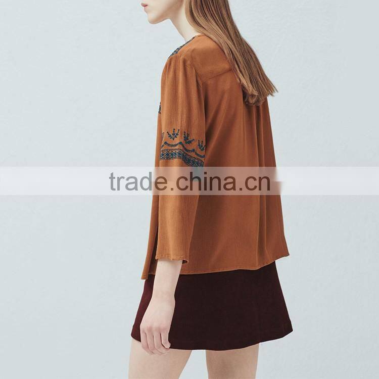 2017 Latest fashion design clothing ladies chiffon long sleeve blouse